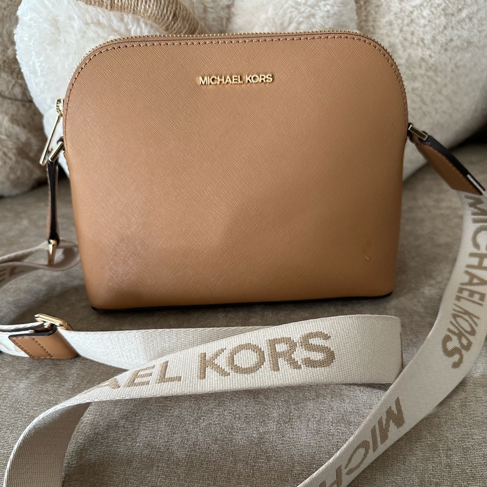 Michael Kors Brown Crossbody Bag with Cream Strap